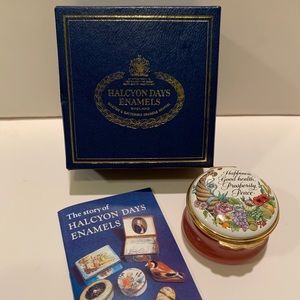 HALCYON DAYS HORN OF PLENTY ENAMEL BOX.